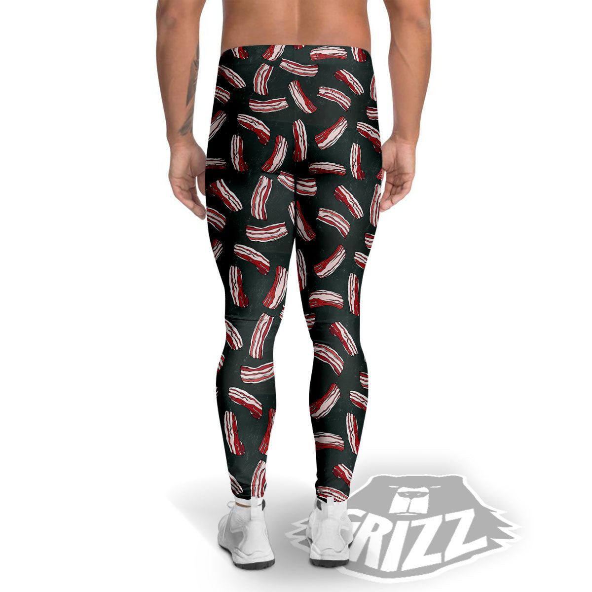 Bacon Black Print Pattern Men's Leggings-grizzshop