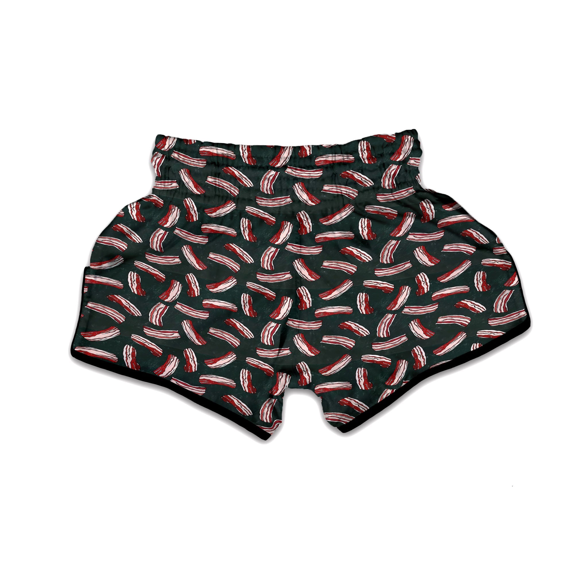 Bacon Black Print Pattern Muay Thai Boxing Shorts-grizzshop