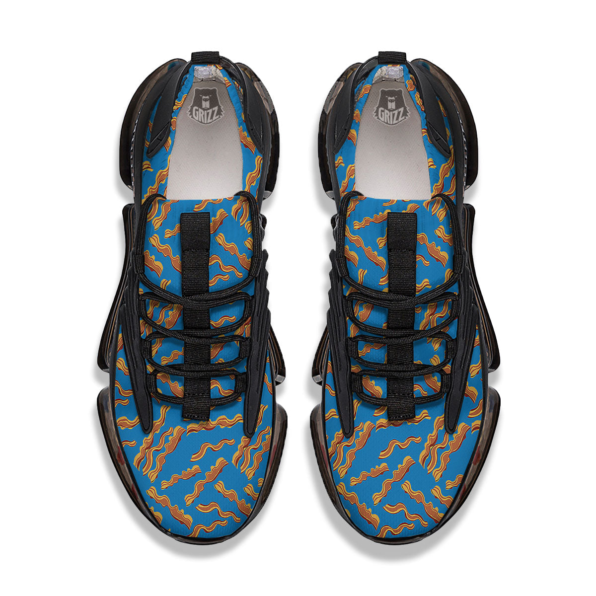 Bacon Blue Crispy Print Pattern Black Gym Shoes-grizzshop