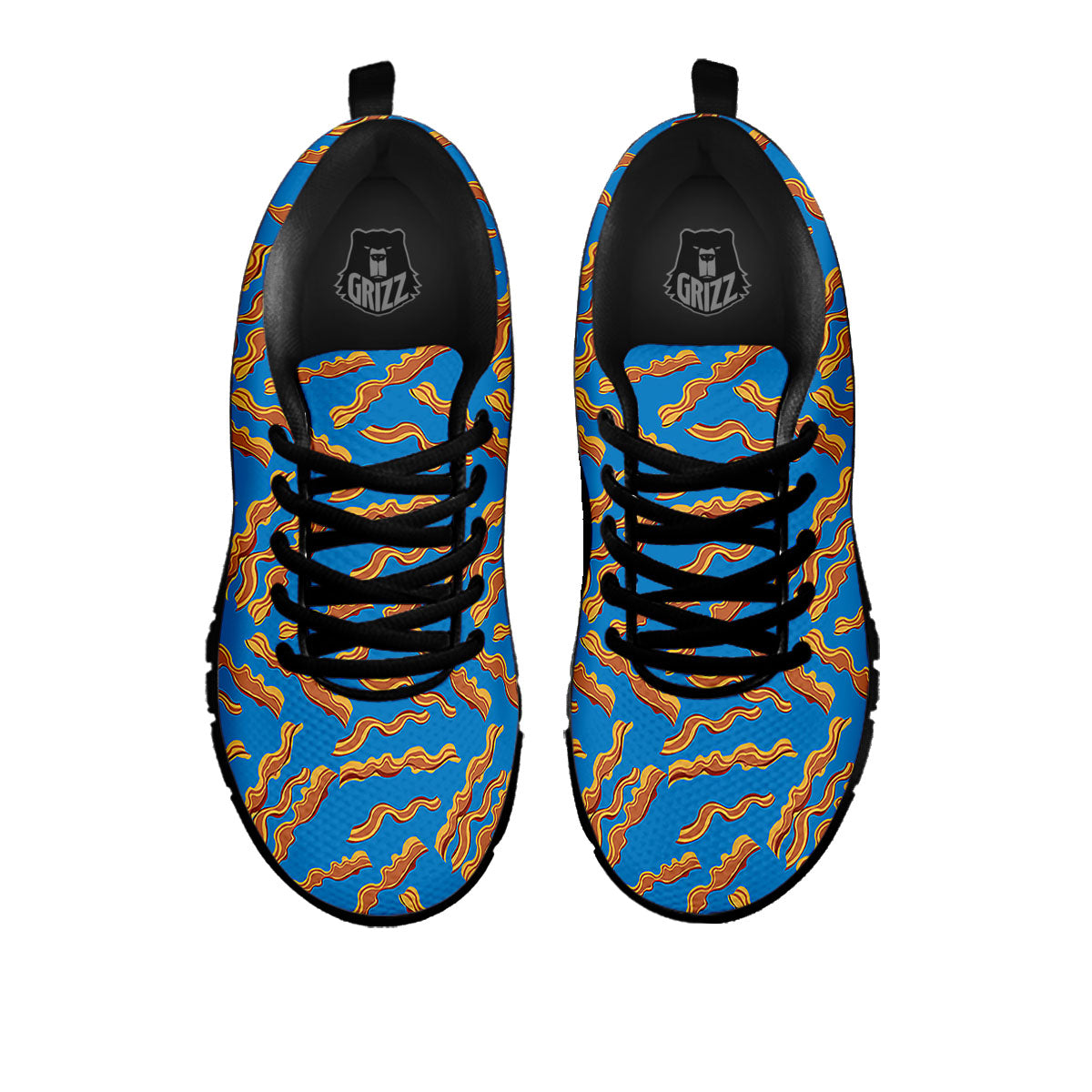 Bacon Blue Crispy Print Pattern Black Sneaker-grizzshop