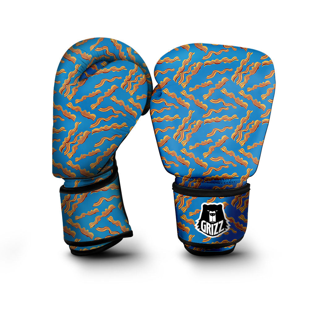 Bacon Blue Crispy Print Pattern Boxing Gloves-grizzshop