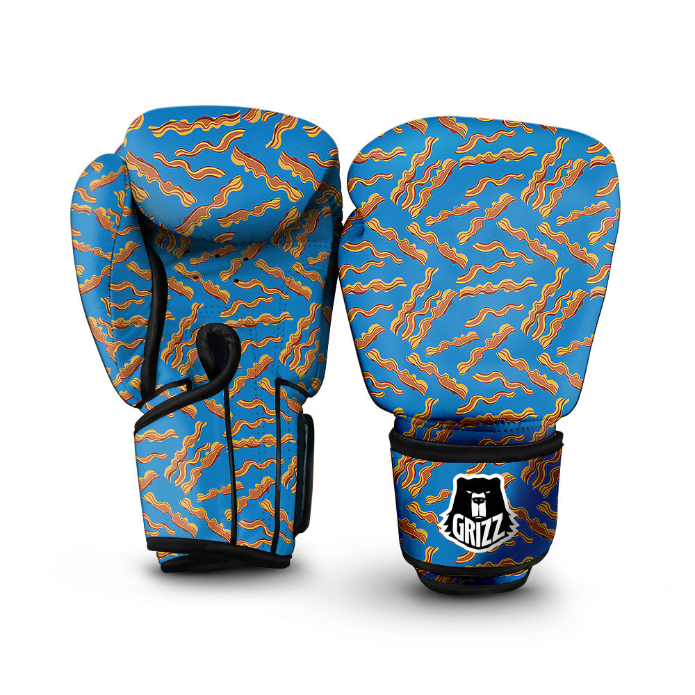 Bacon Blue Crispy Print Pattern Boxing Gloves-grizzshop