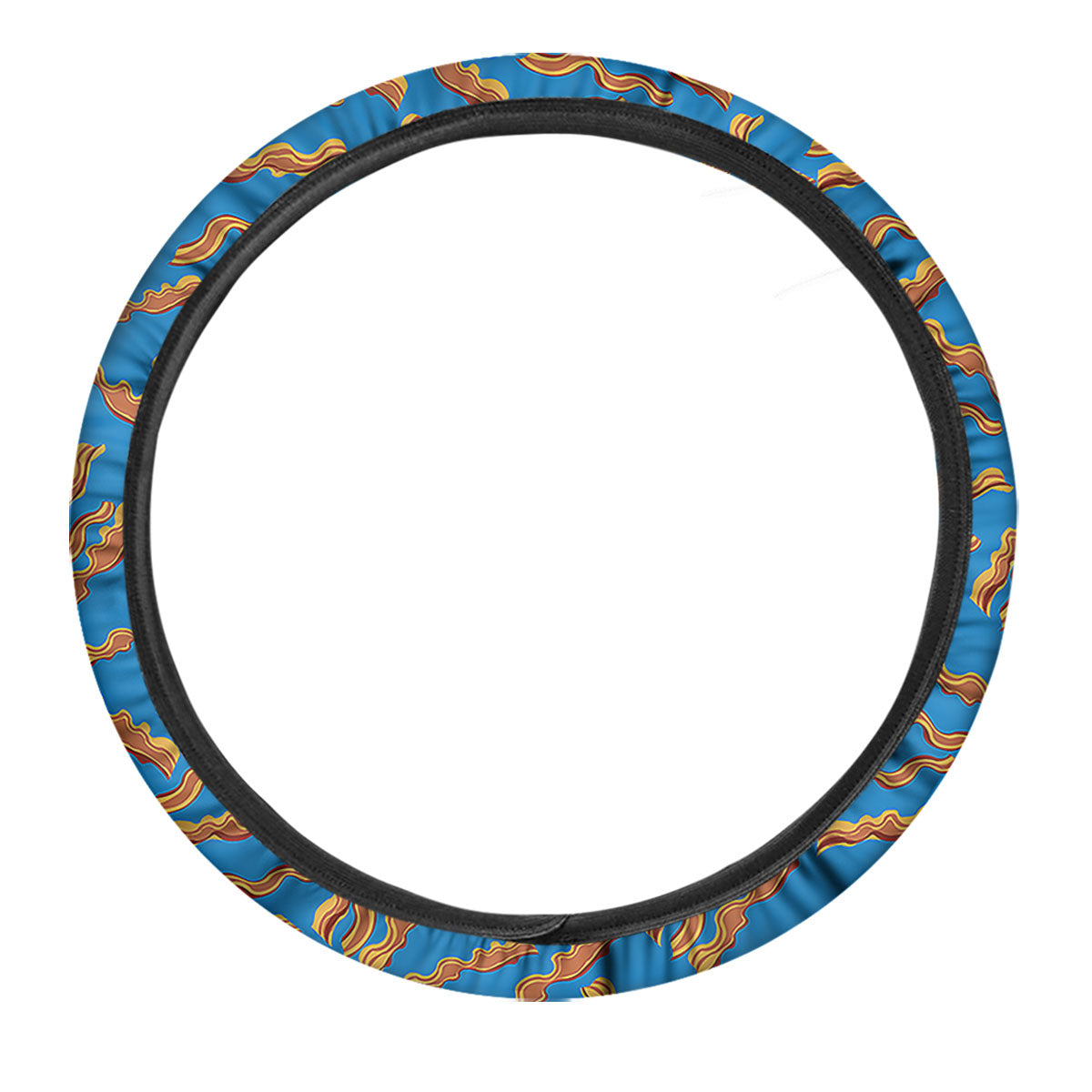 Bacon Blue Crispy Print Pattern Car Steering Wheel Cover-grizzshop