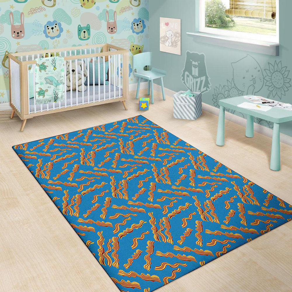 Bacon Blue Crispy Print Pattern Floor Mat-grizzshop