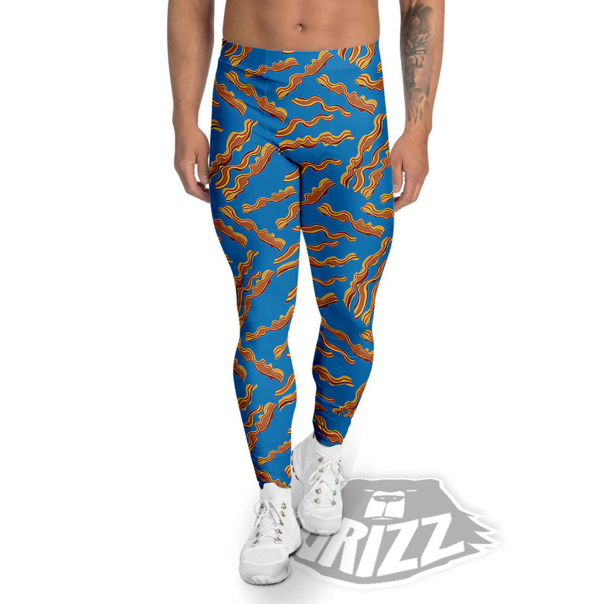 Bacon Blue Crispy Print Pattern Men's Leggings-grizzshop