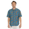 Bacon Blue Crispy Print Pattern Men's Short Sleeve Shirts-grizzshop