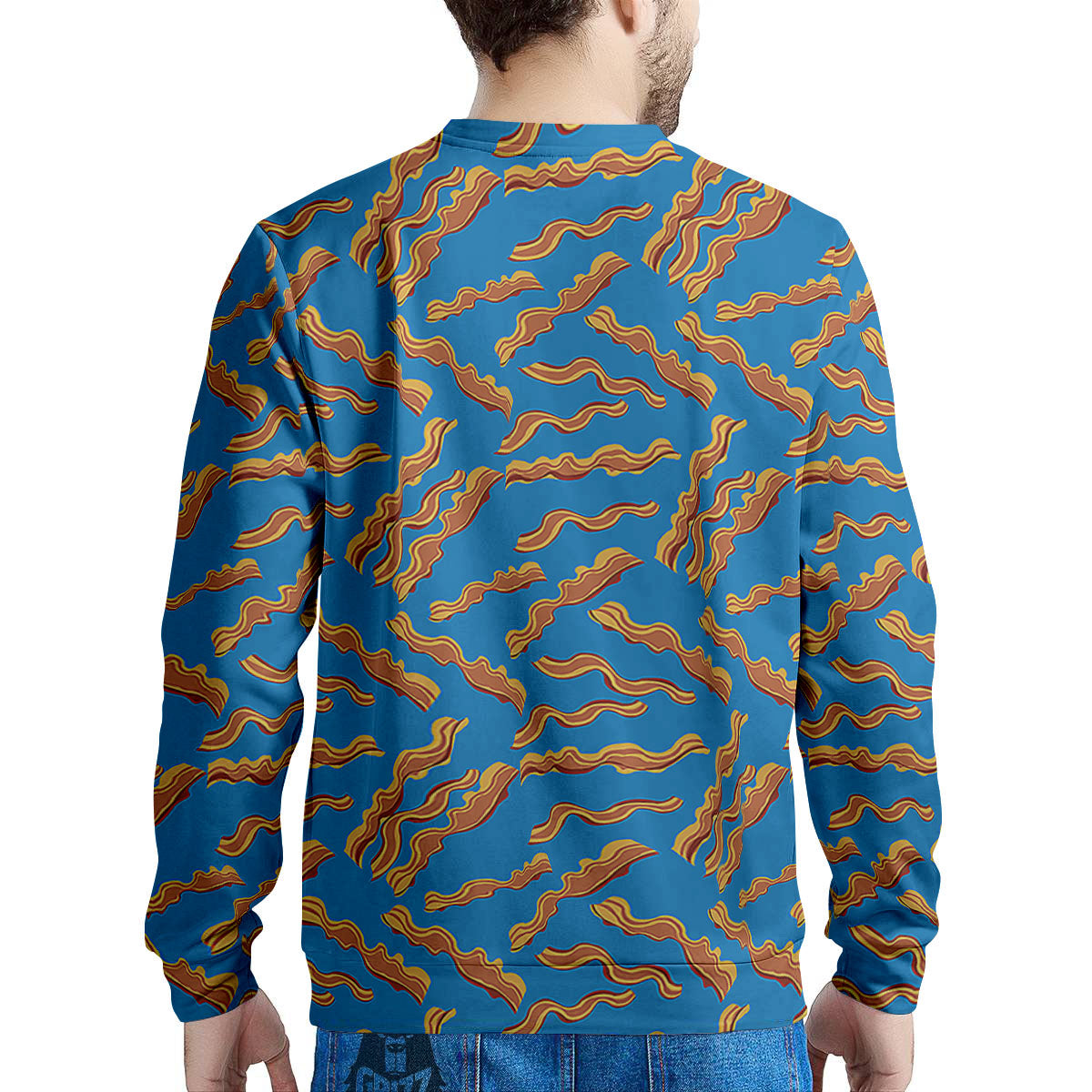 Bacon Blue Crispy Print Pattern Men's Sweatshirt-grizzshop