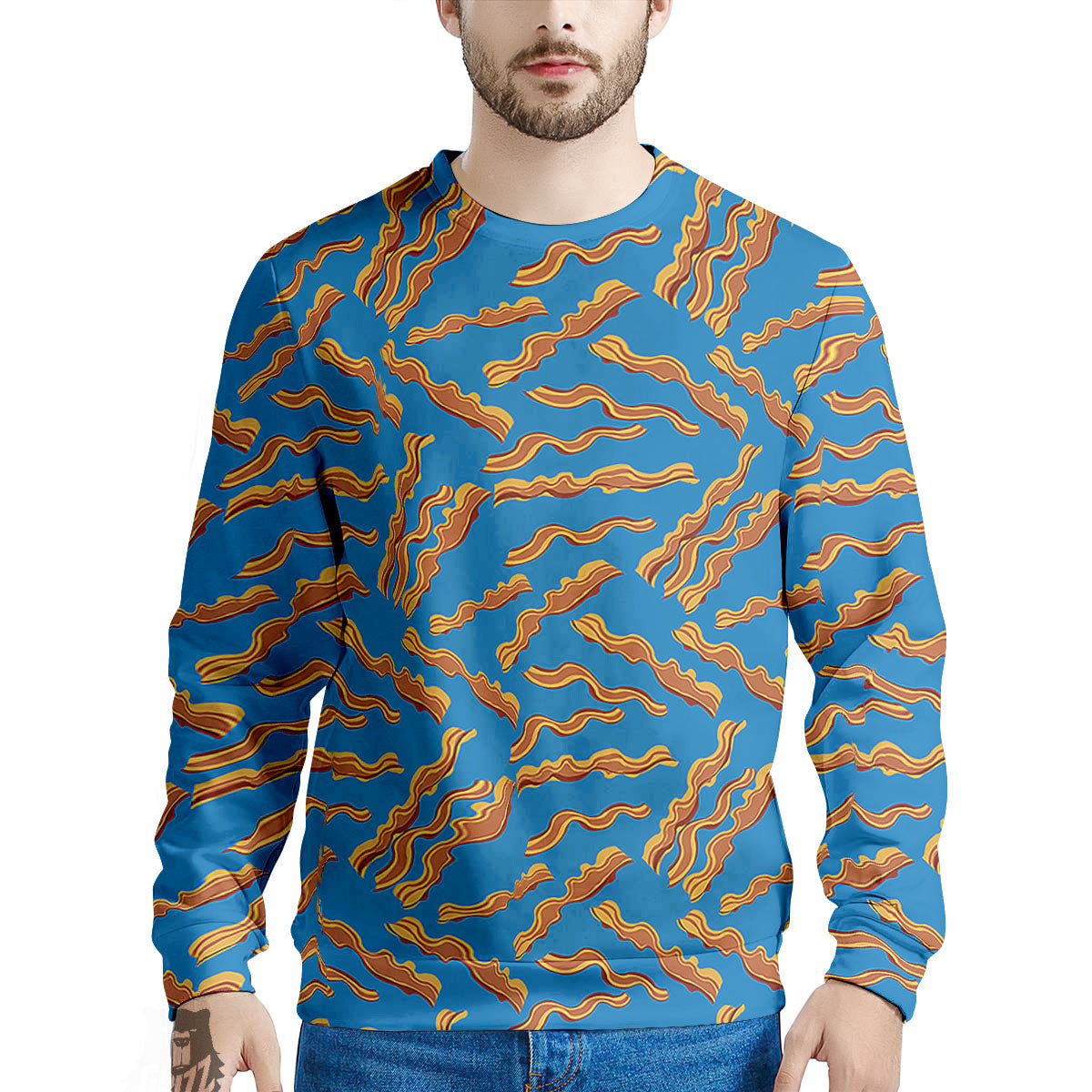 Bacon Blue Crispy Print Pattern Men's Sweatshirt-grizzshop