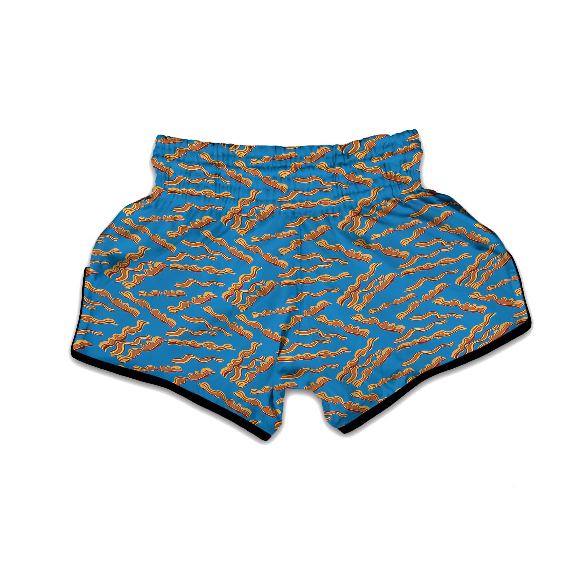 Bacon Blue Crispy Print Pattern Muay Thai Boxing Shorts-grizzshop