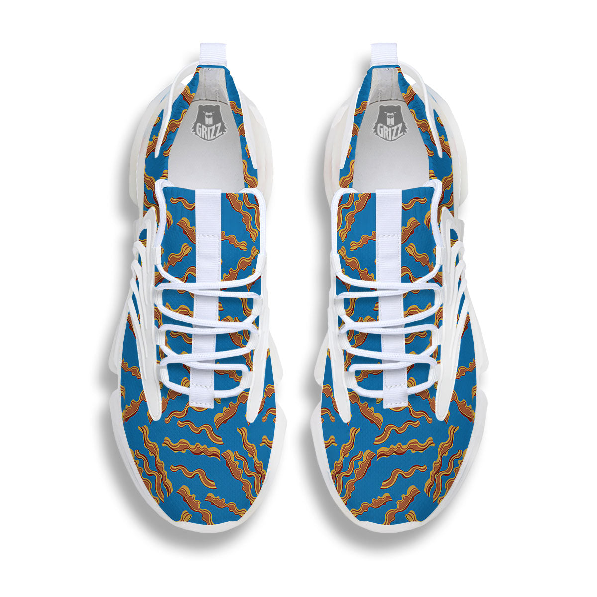 Bacon Blue Crispy Print Pattern White Gym Shoes-grizzshop