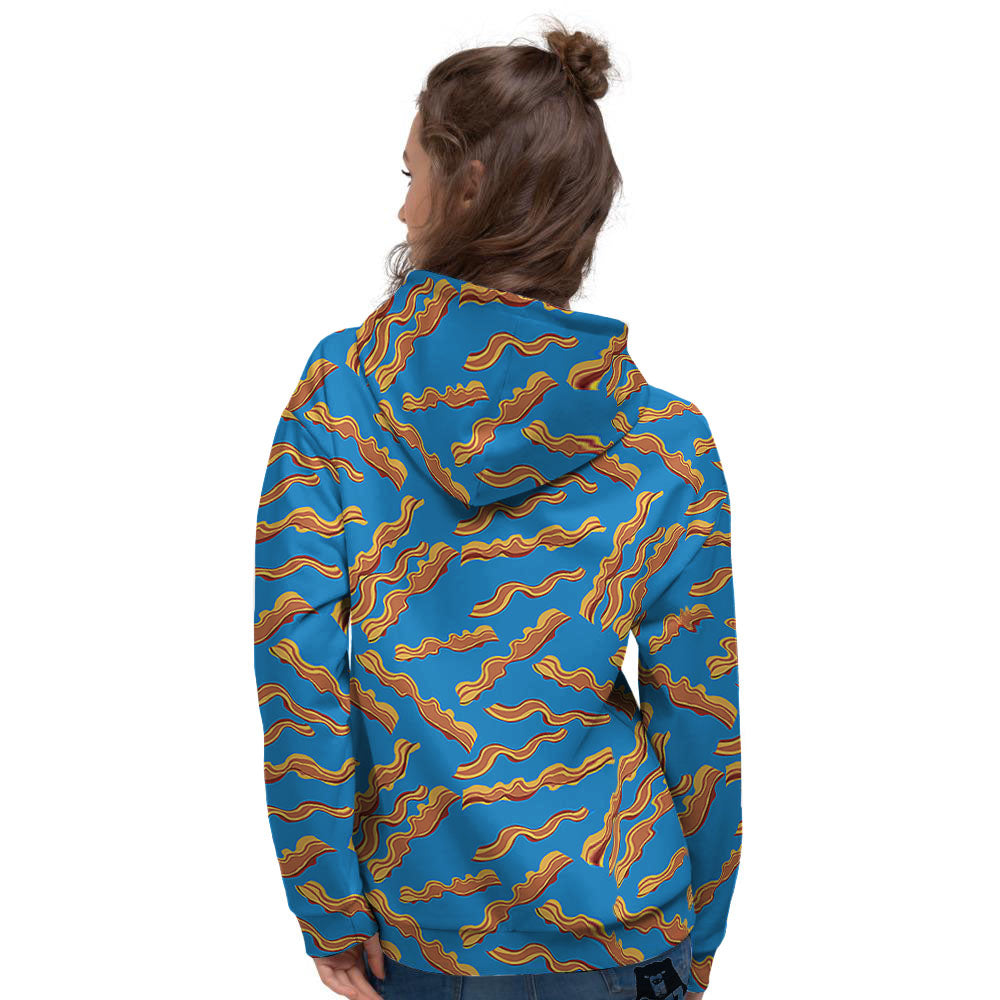 Bacon Blue Crispy Print Pattern Women's Hoodie-grizzshop