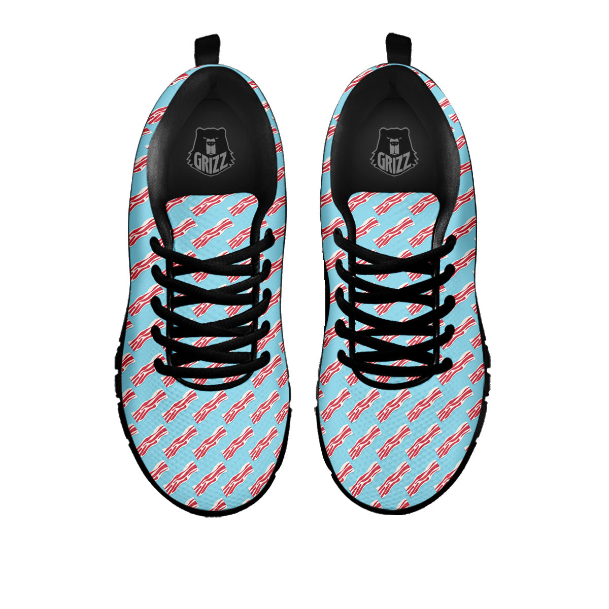Bacon Blue Print Pattern Black Sneaker-grizzshop