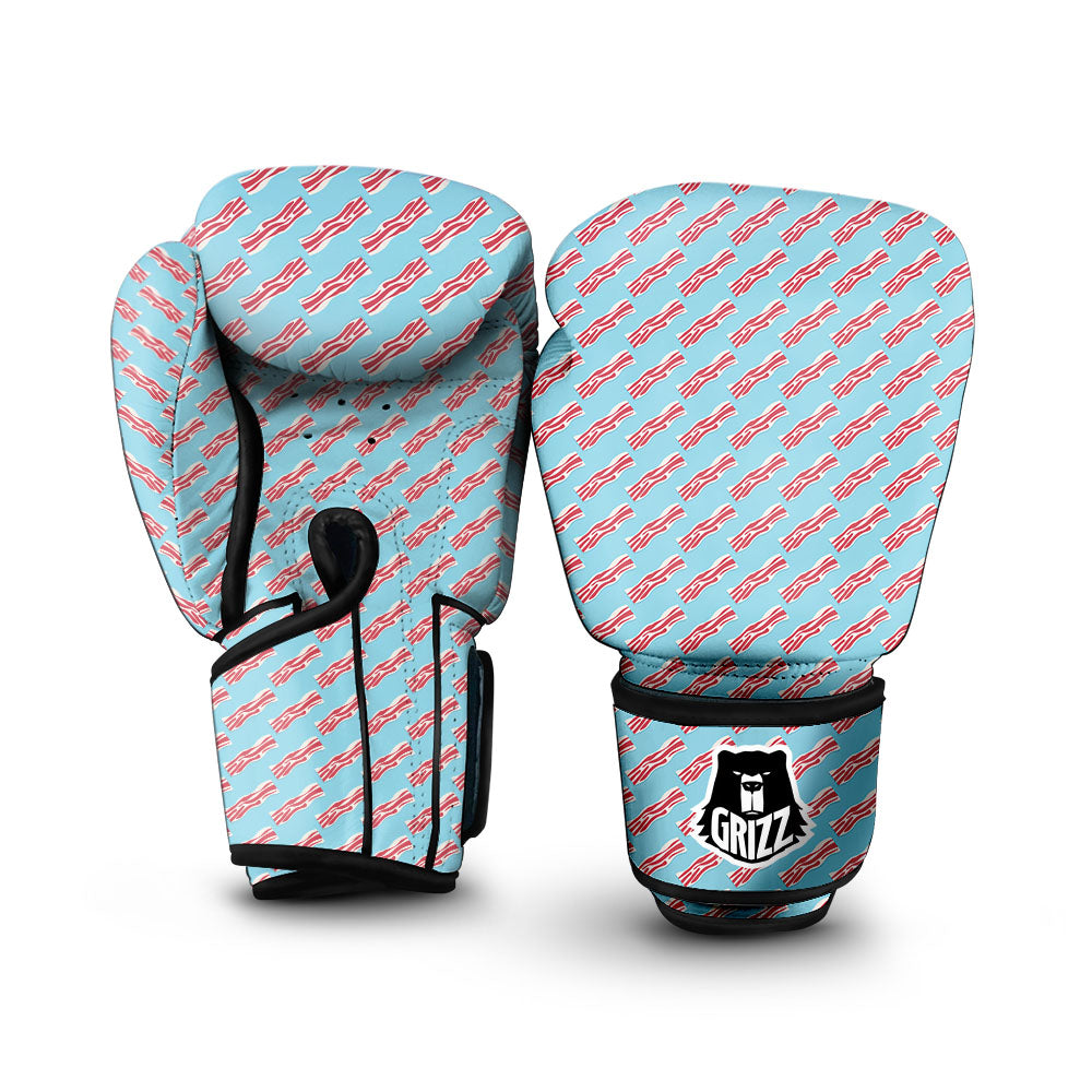 Bacon Blue Print Pattern Boxing Gloves-grizzshop