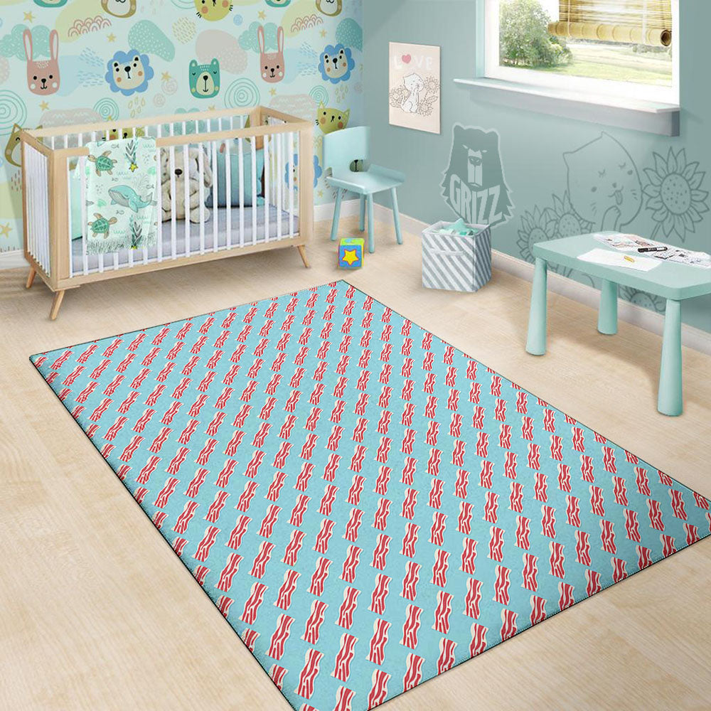 Bacon Blue Print Pattern Floor Mat-grizzshop