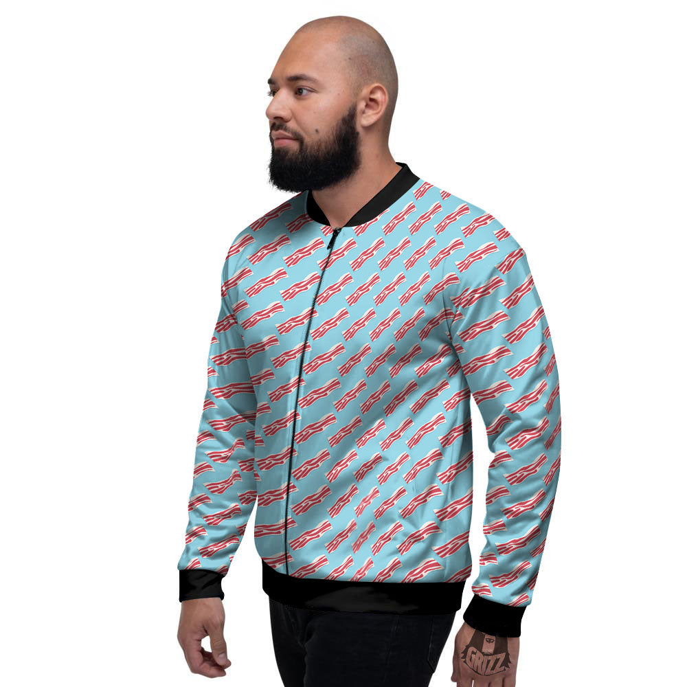 Bacon Blue Print Pattern Men's Bomber Jacket-grizzshop