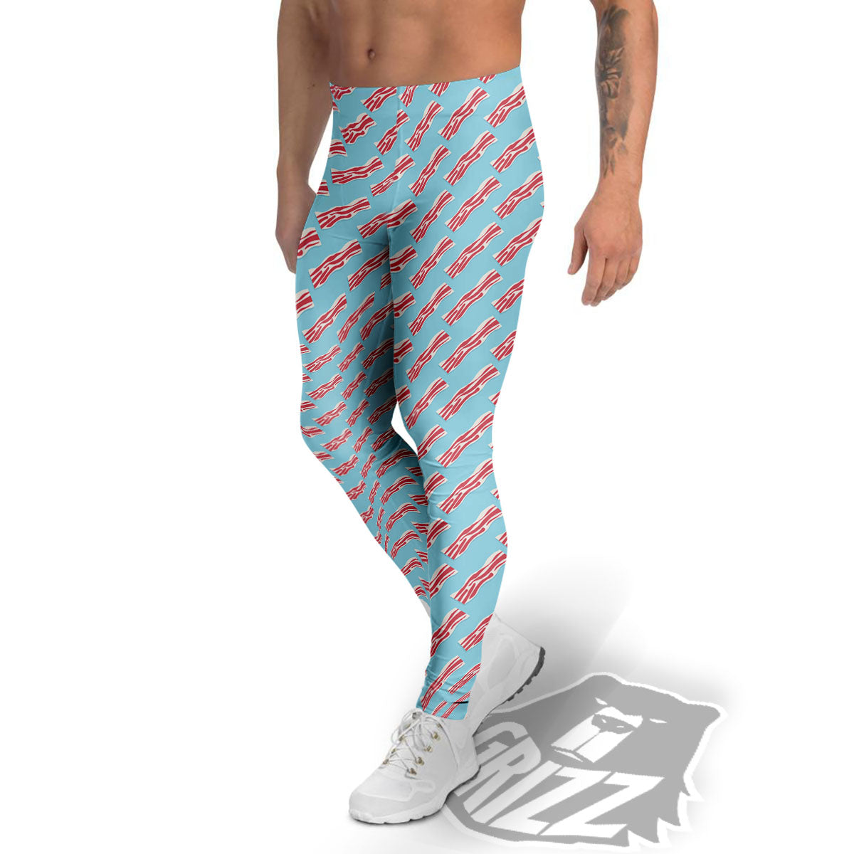 Bacon Blue Print Pattern Men's Leggings-grizzshop