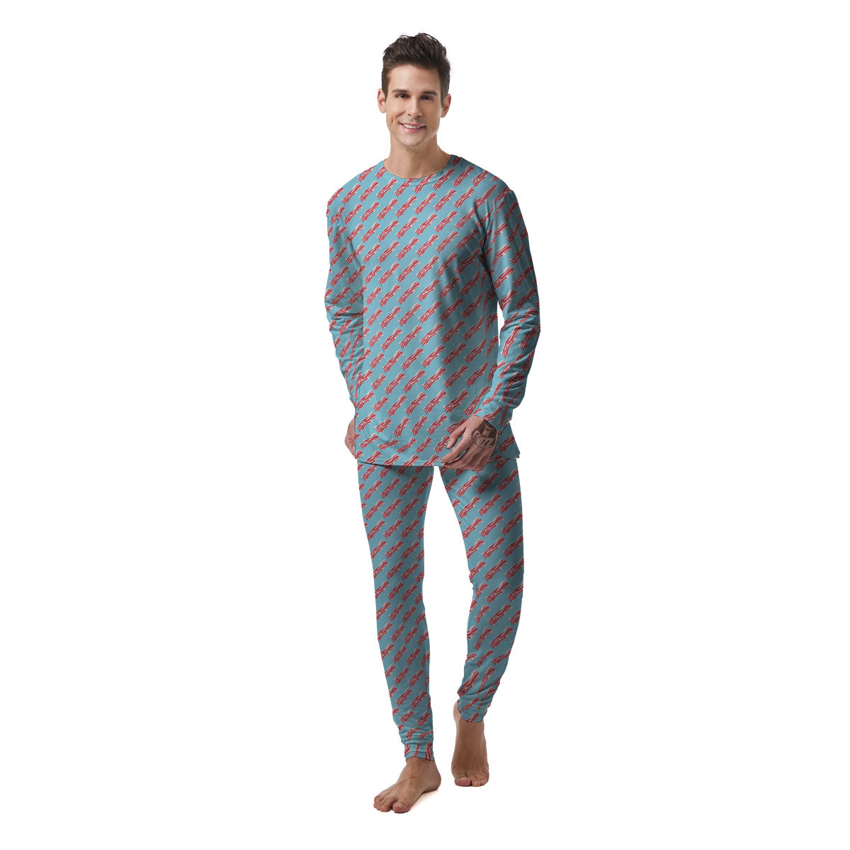 Bacon Blue Print Pattern Men's Pajamas-grizzshop