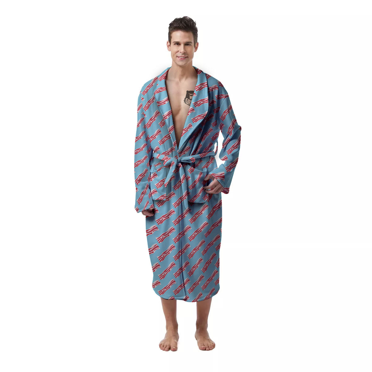 Bacon Blue Print Pattern Men's Robe-grizzshop