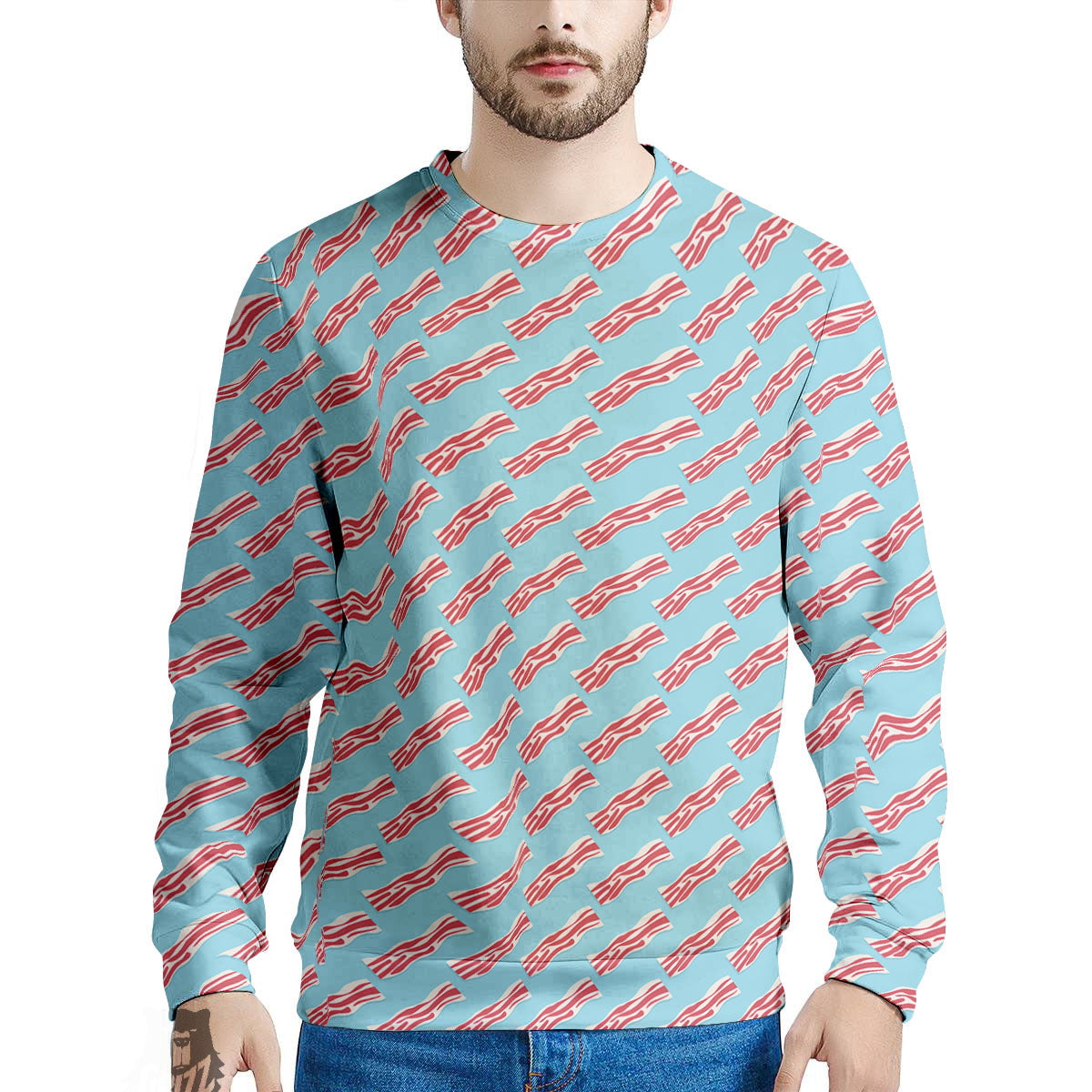 Bacon Blue Print Pattern Men's Sweatshirt-grizzshop