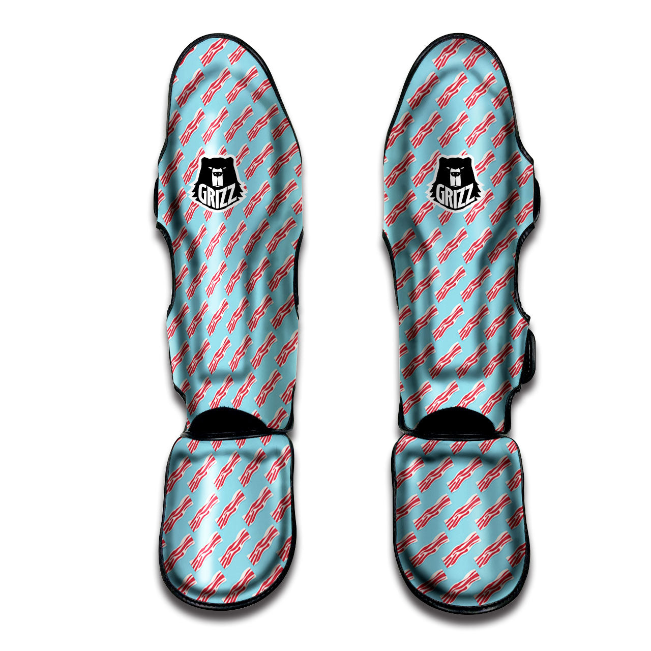 Bacon Blue Print Pattern Muay Thai Shin Guards-grizzshop