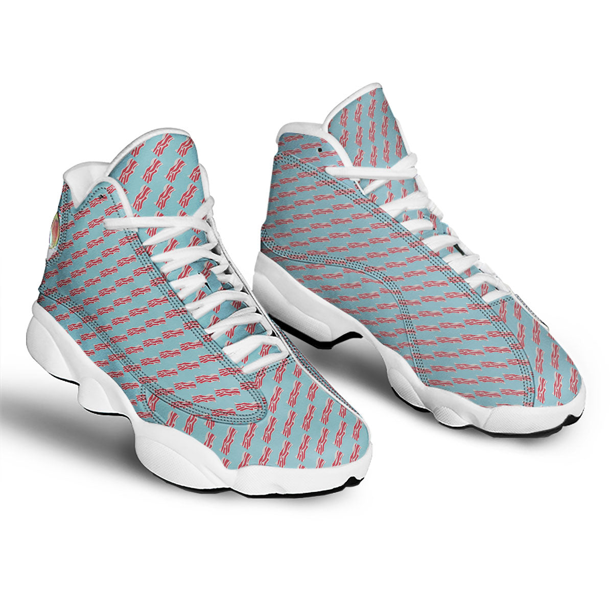 Bacon Blue Print Pattern White Basketball Shoes-grizzshop