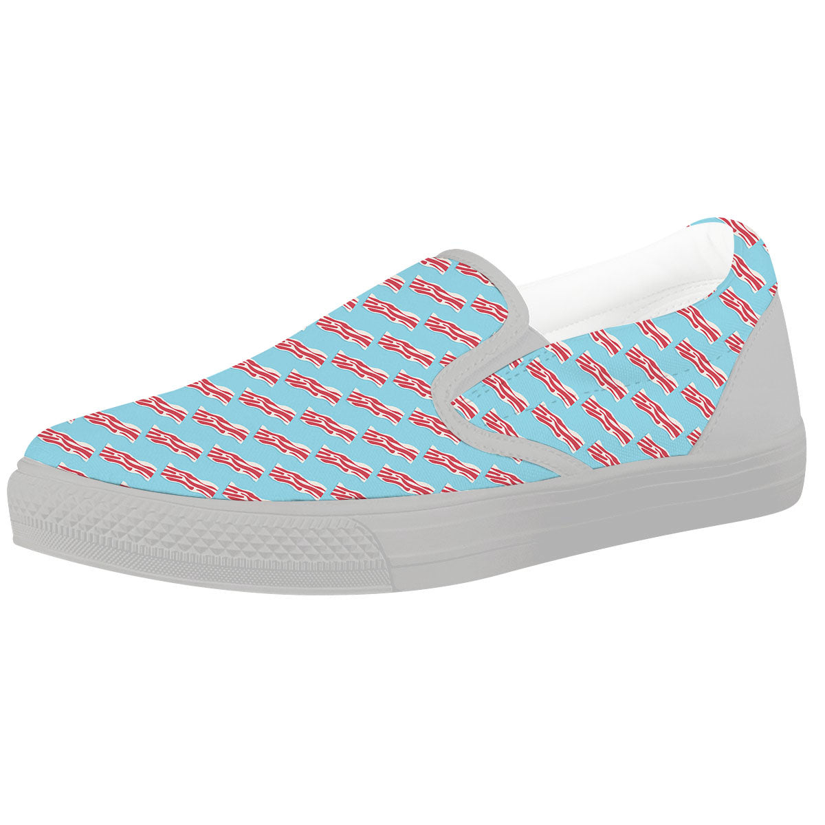 Bacon Blue Print Pattern White Slip On Shoes-grizzshop