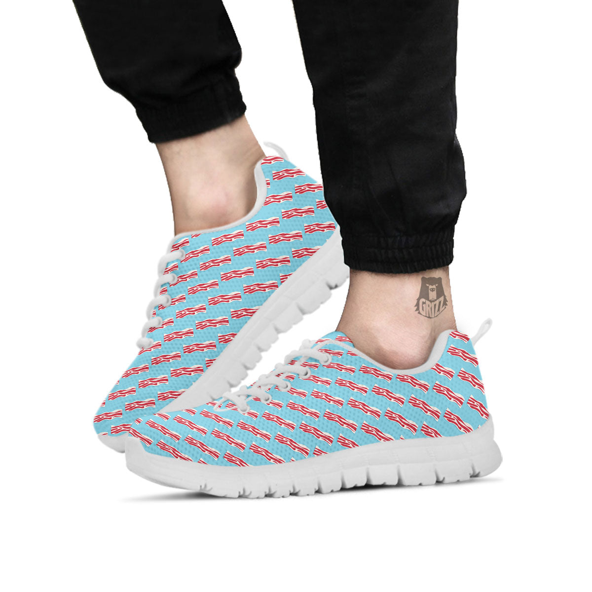 Bacon Blue Print Pattern White Sneaker-grizzshop
