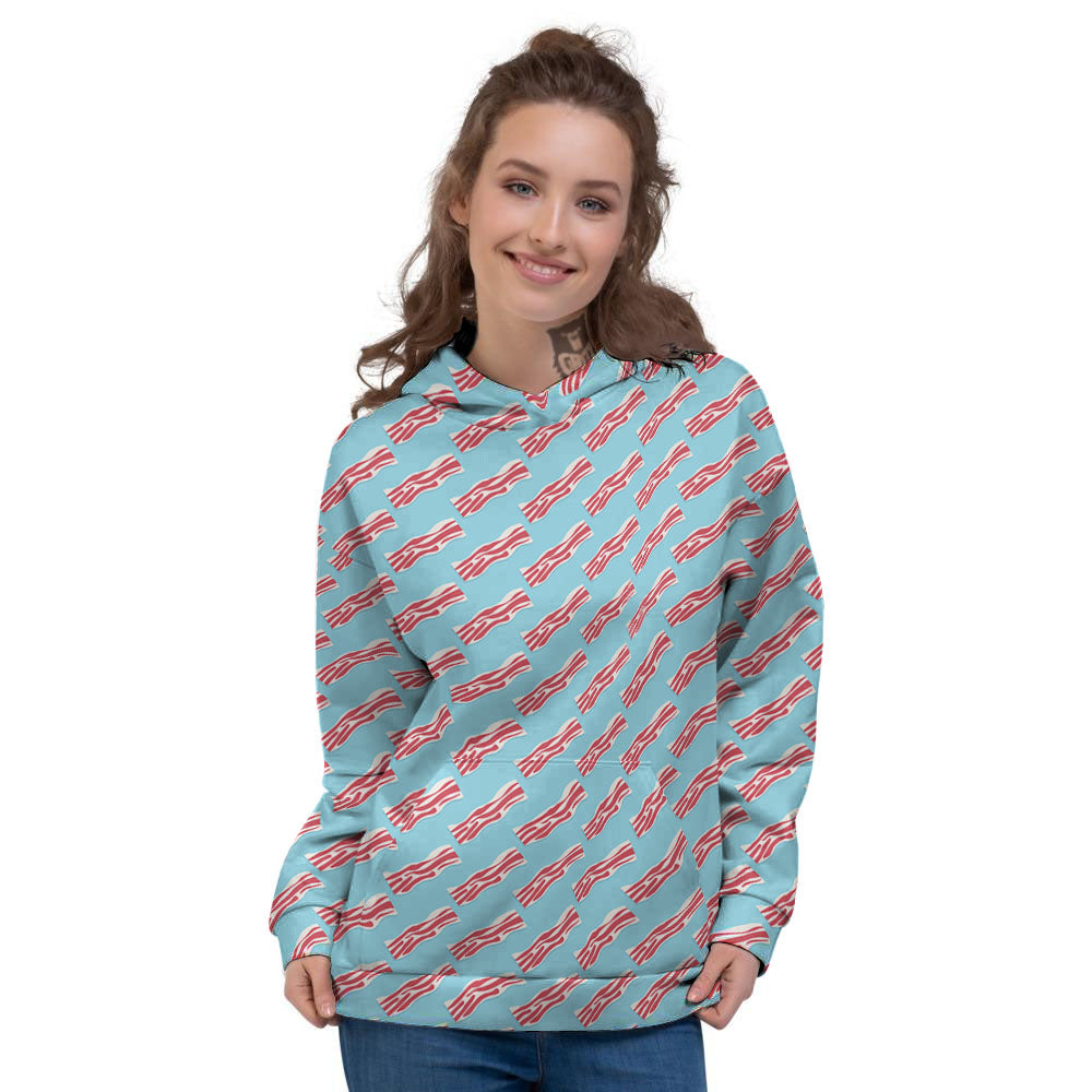Bacon Blue Print Pattern Women's Hoodie-grizzshop