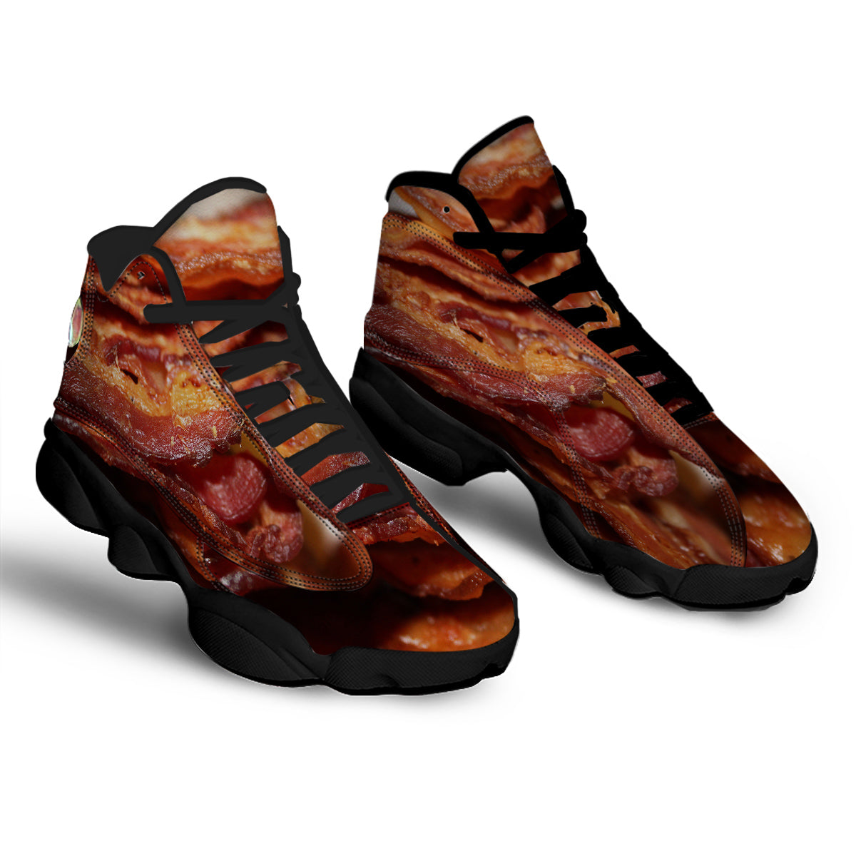 Bacon Crispy Print Black Basketball Shoes-grizzshop