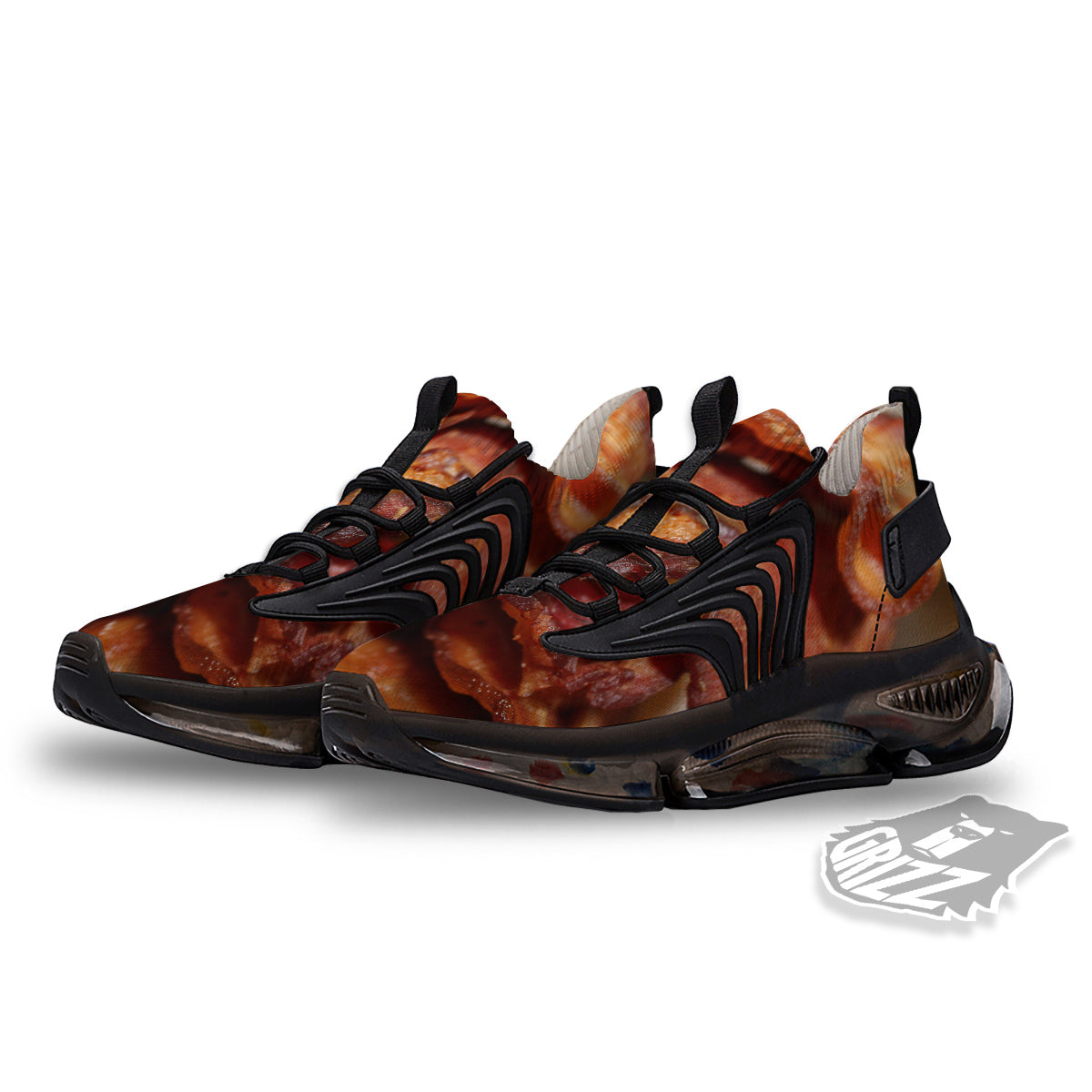 Bacon Crispy Print Black Gym Shoes-grizzshop