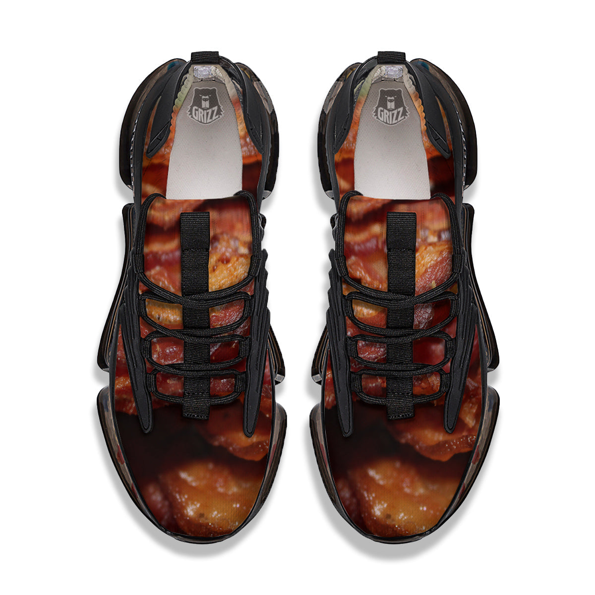 Bacon Crispy Print Black Gym Shoes-grizzshop