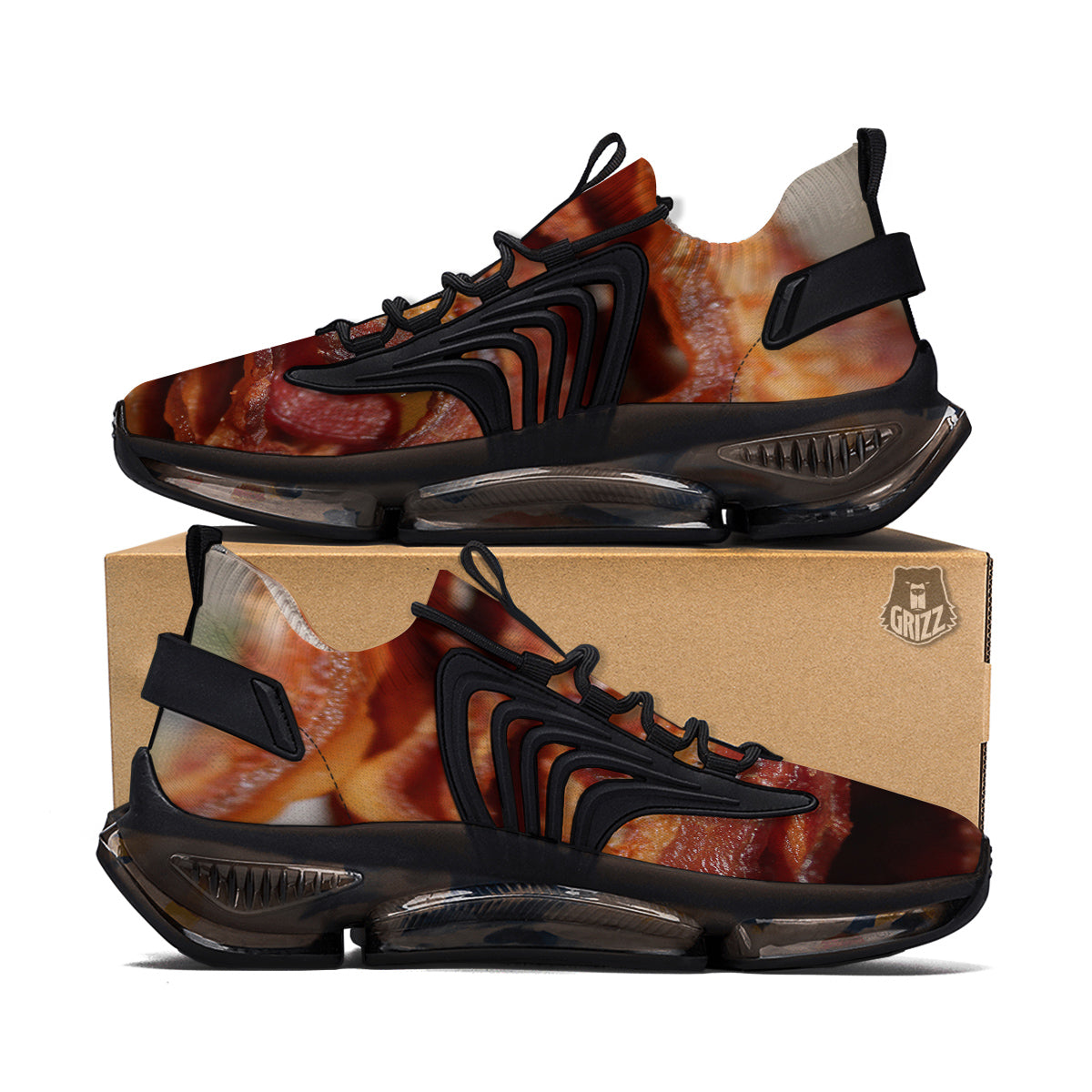 Bacon Crispy Print Black Gym Shoes-grizzshop