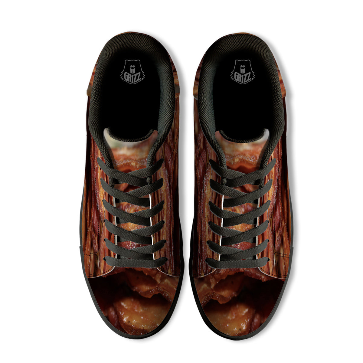 Bacon Crispy Print Black Low Top Sneakers-grizzshop