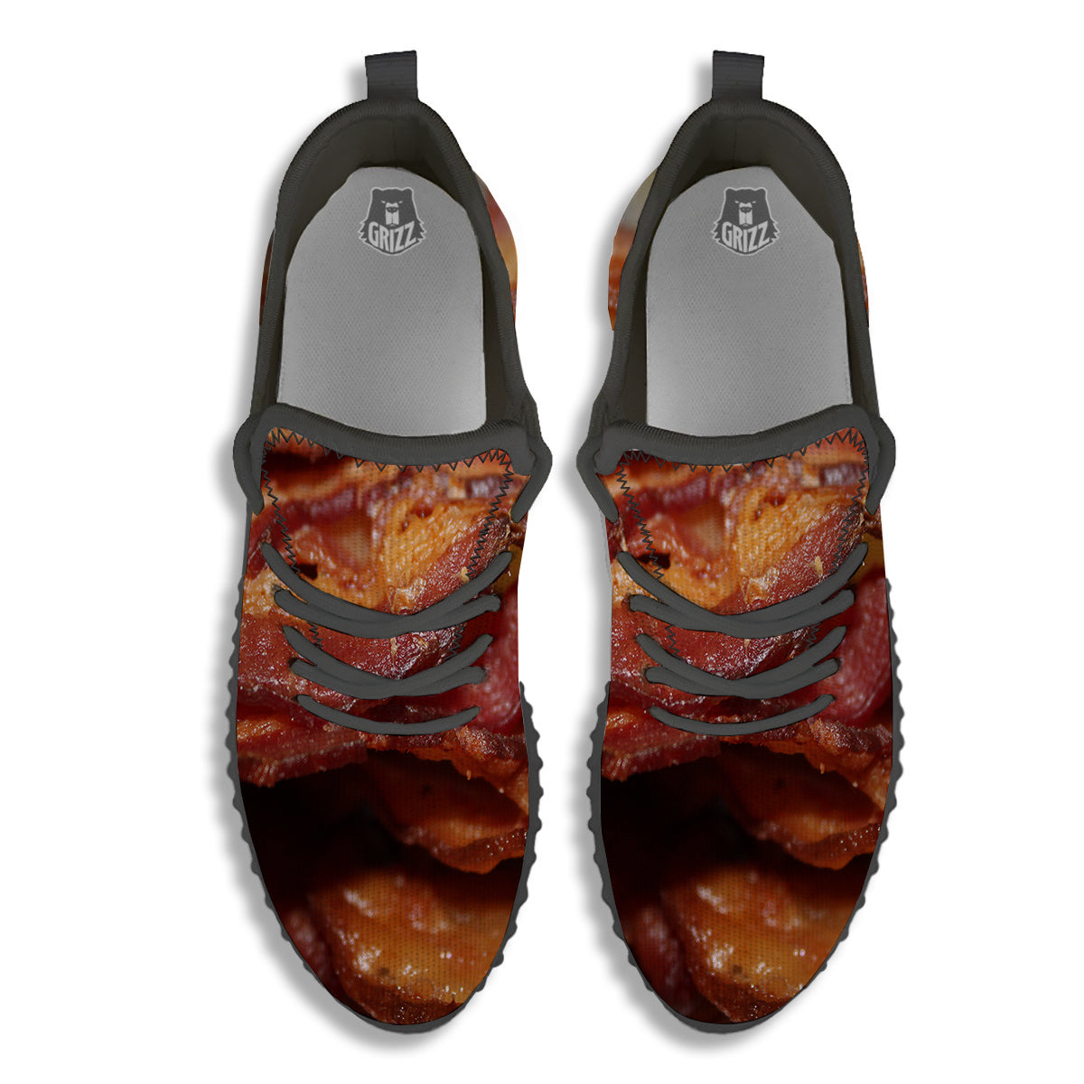 Bacon Crispy Print Black Walking Shoes-grizzshop