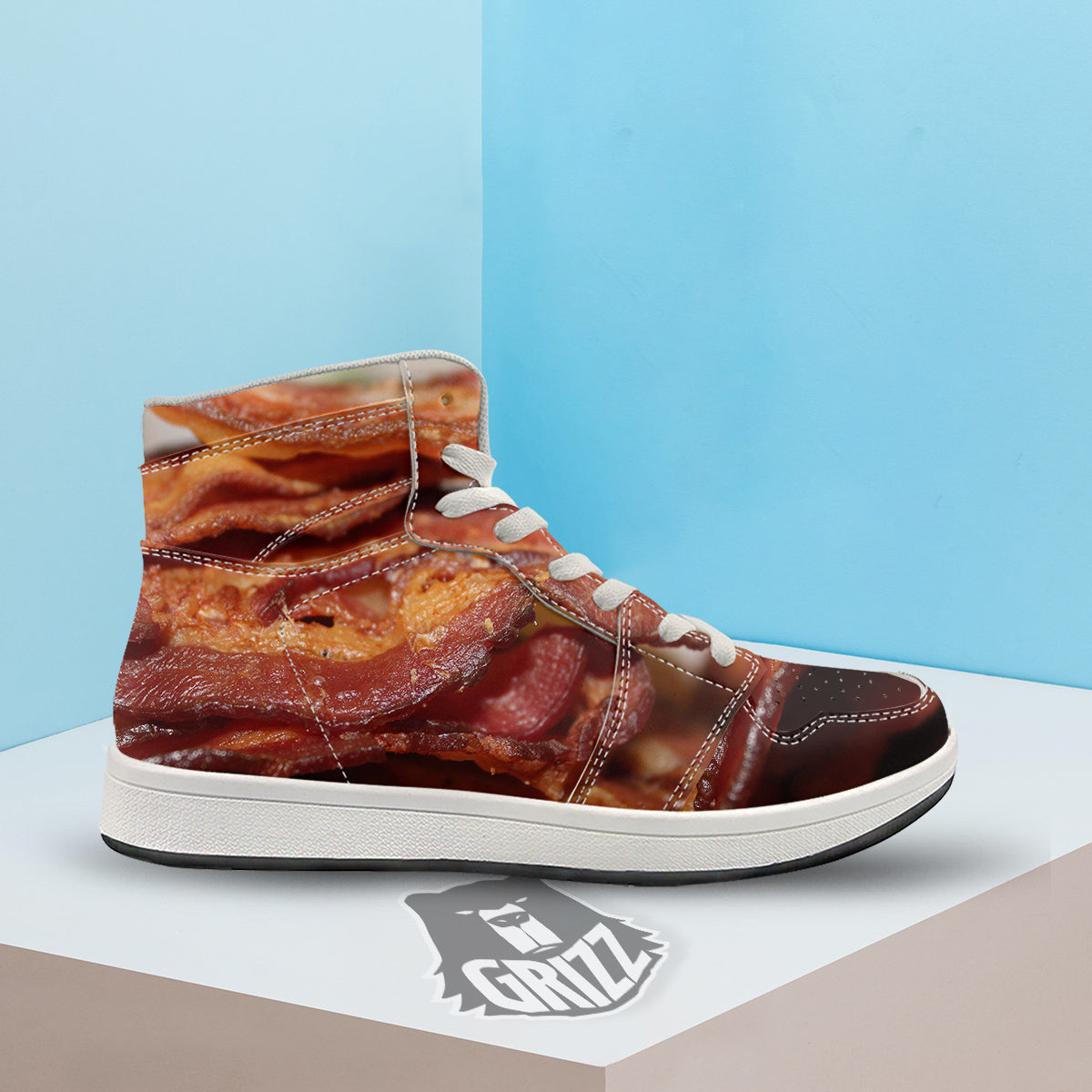 Bacon Crispy Print High Top Sneakers-grizzshop