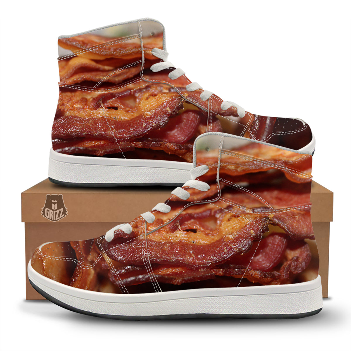 Bacon Crispy Print High Top Sneakers-grizzshop