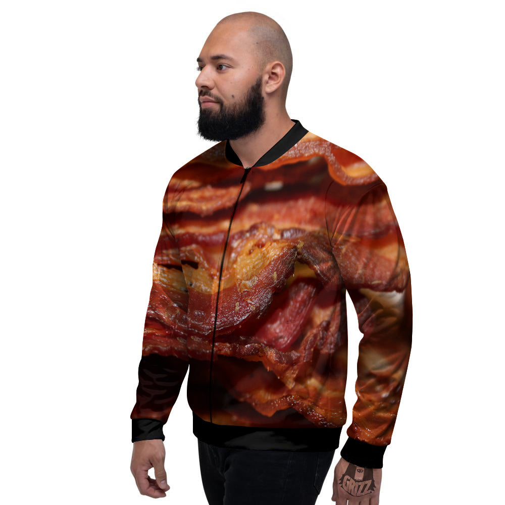 Bacon Crispy Print Men's Bomber Jacket-grizzshop