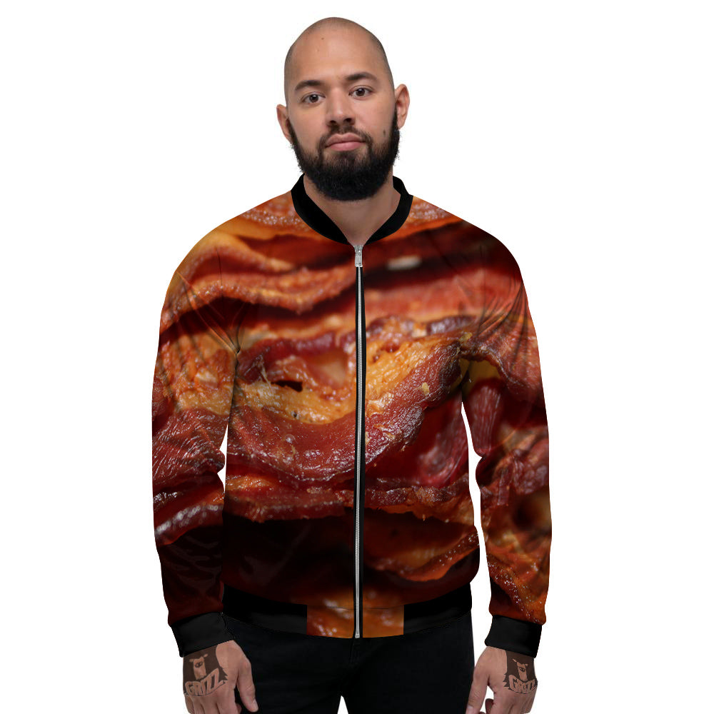 Bacon Crispy Print Men's Bomber Jacket-grizzshop