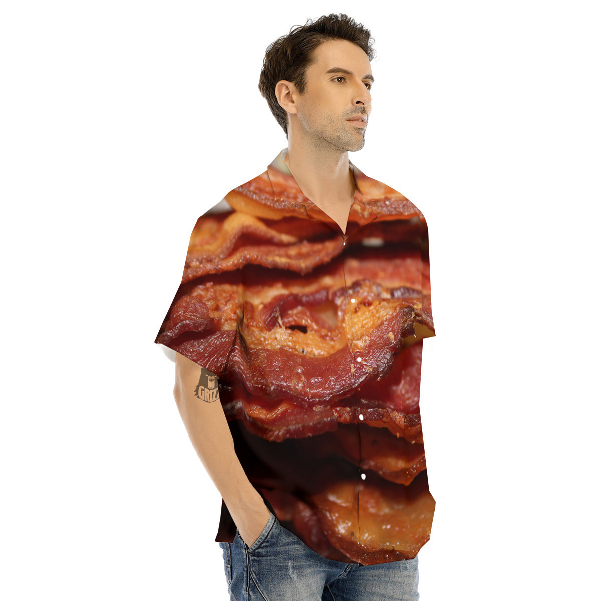 Bacon Crispy Print Men's Hawaiian Shirt-grizzshop