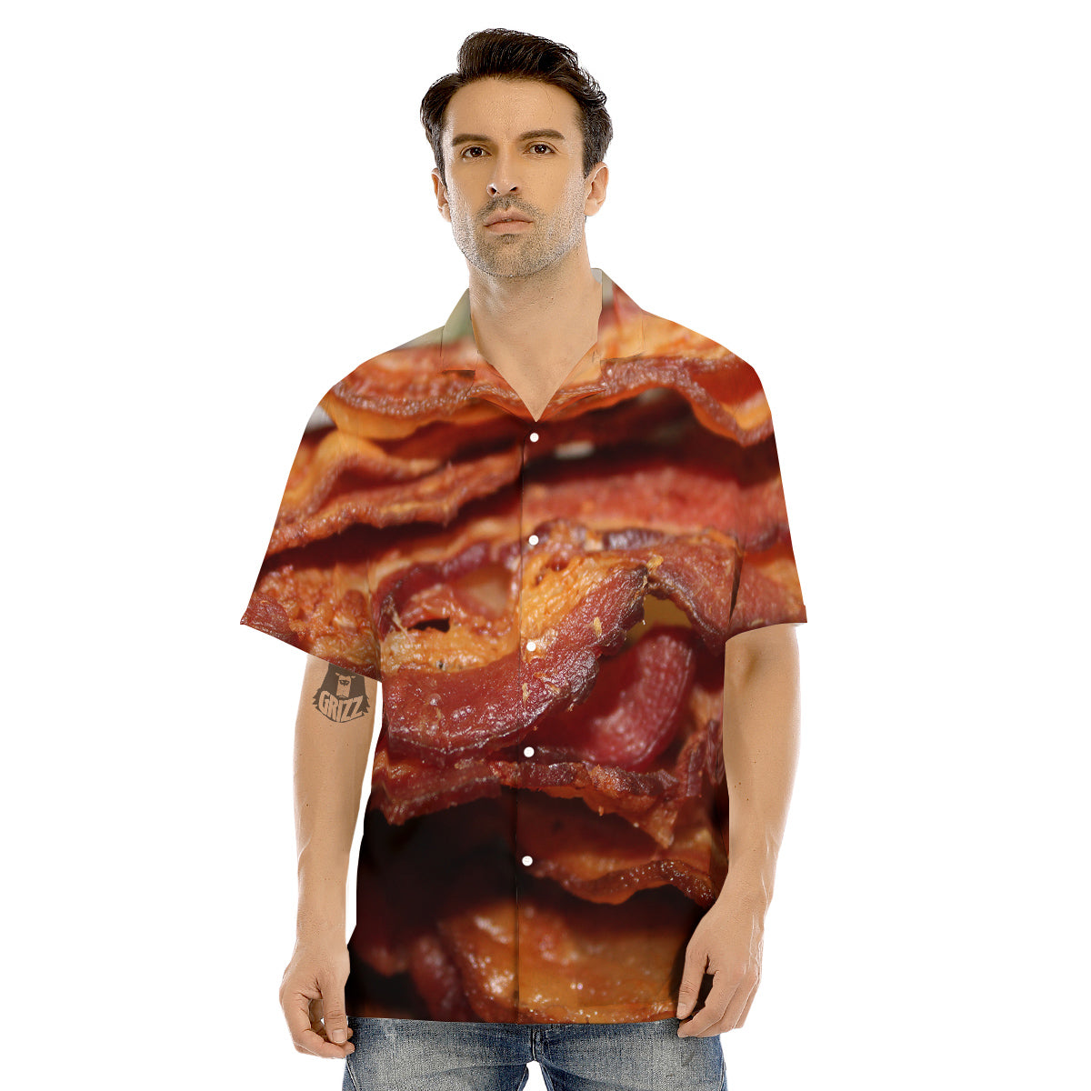 Bacon Crispy Print Men's Hawaiian Shirt-grizzshop