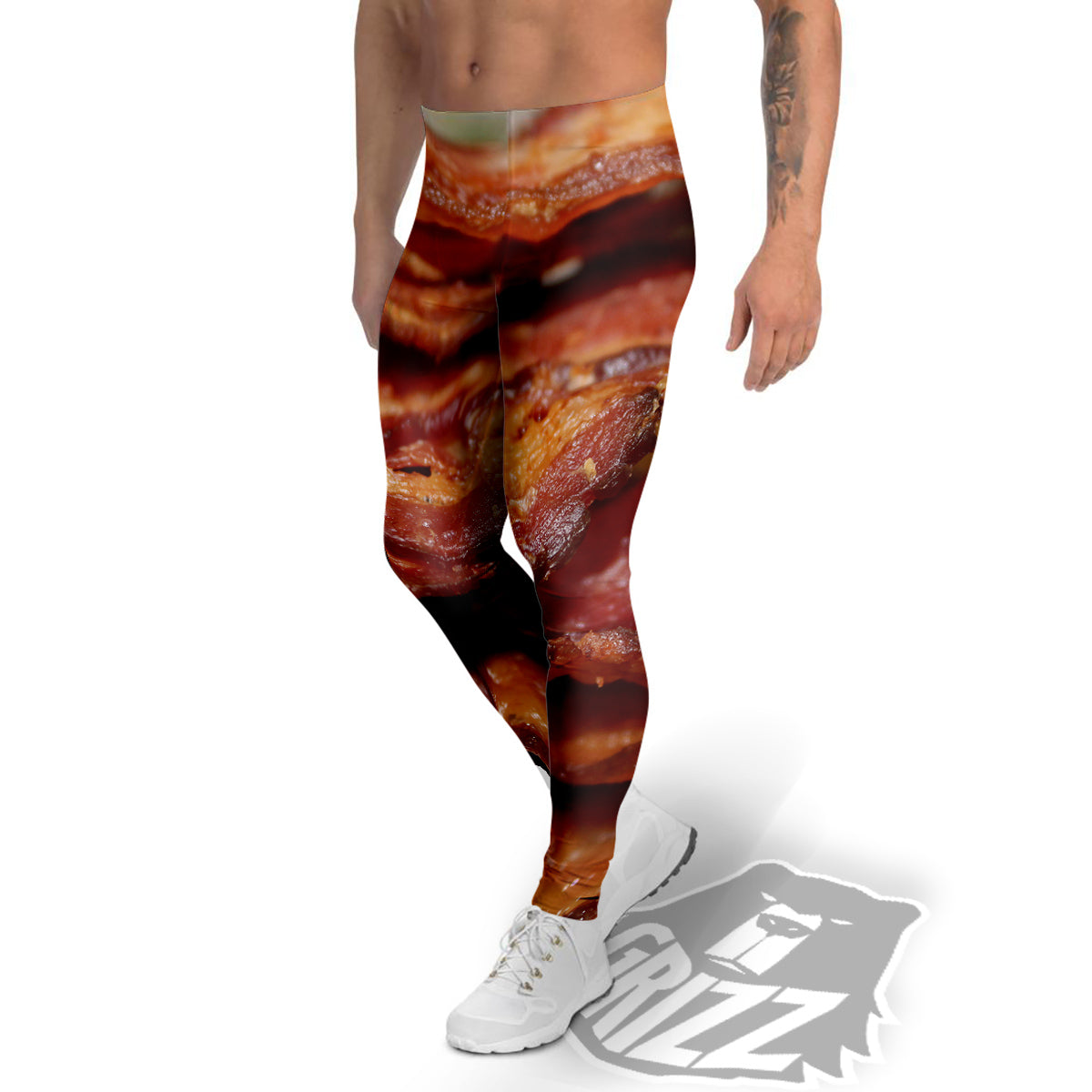 Bacon Crispy Print Men's Leggings-grizzshop