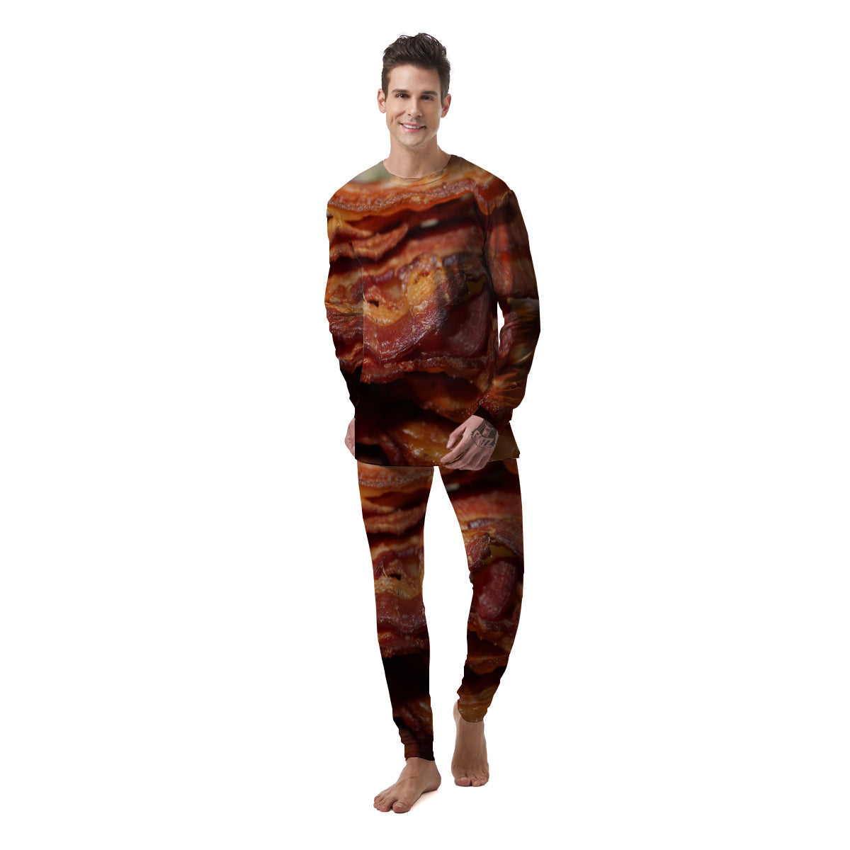 Bacon Crispy Print Men's Pajamas-grizzshop
