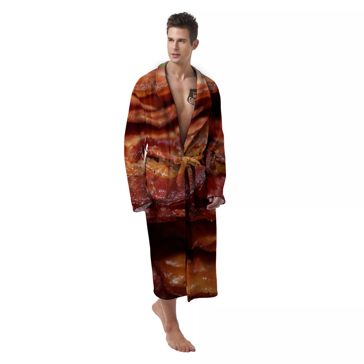 Bacon Crispy Print Men's Robe-grizzshop