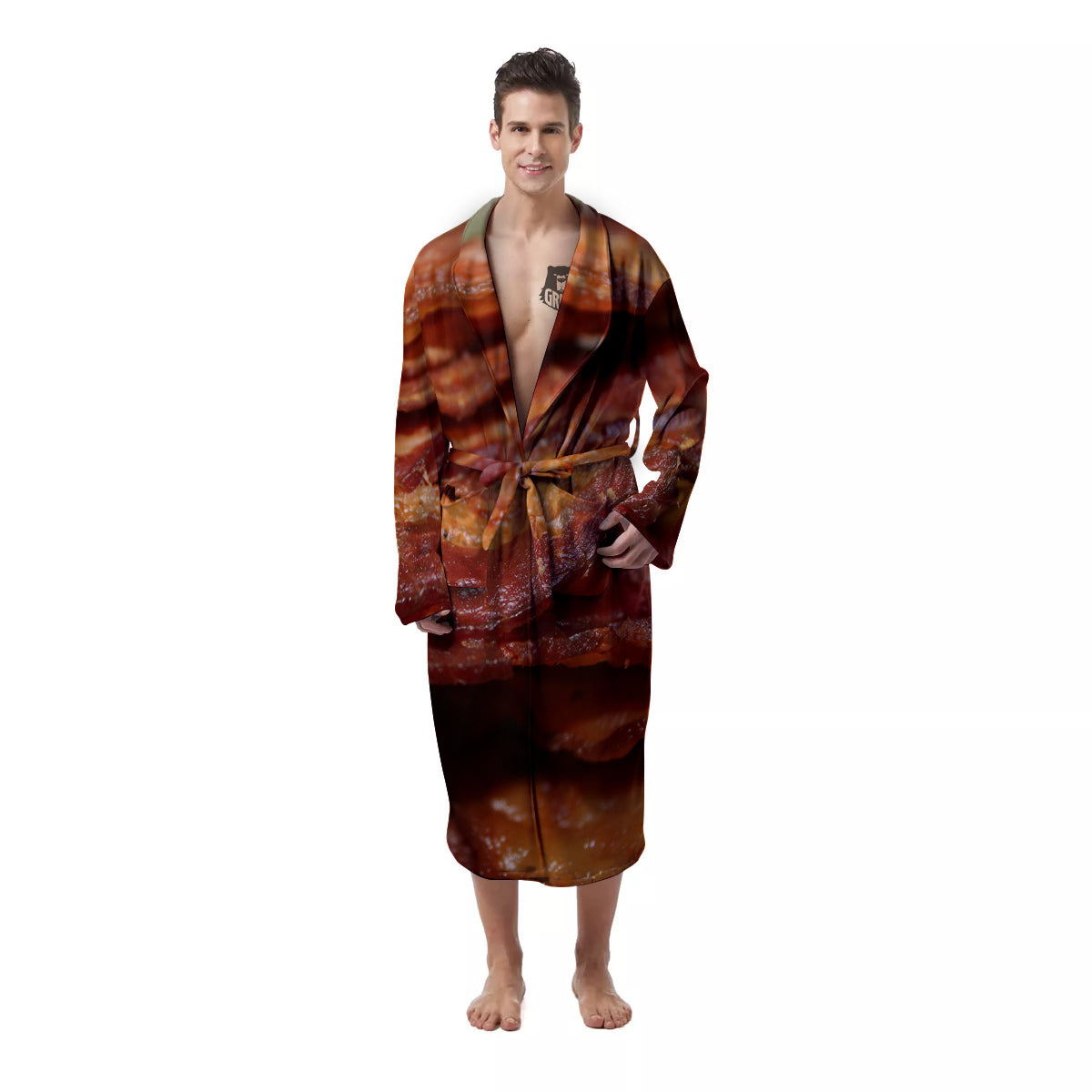 Bacon Crispy Print Men's Robe-grizzshop