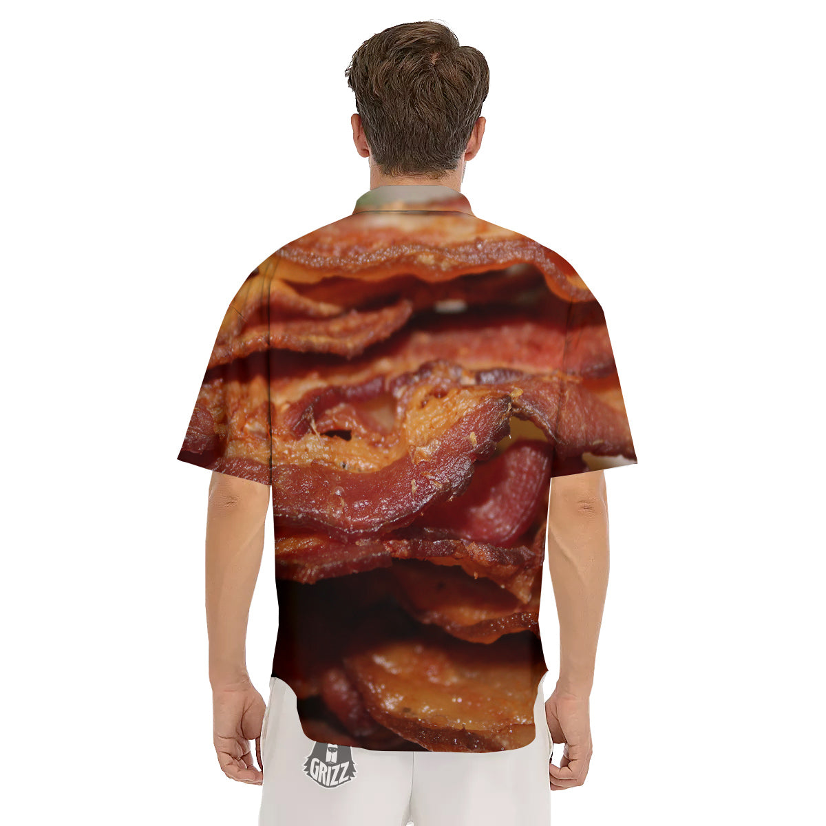 Bacon Crispy Print Men's Short Sleeve Shirts-grizzshop