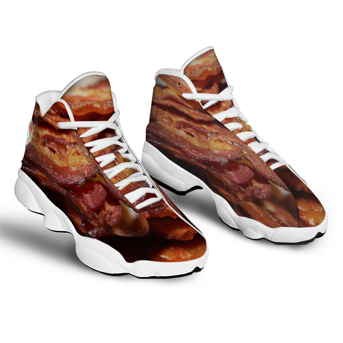 Bacon Crispy Print White Basketball Shoes-grizzshop