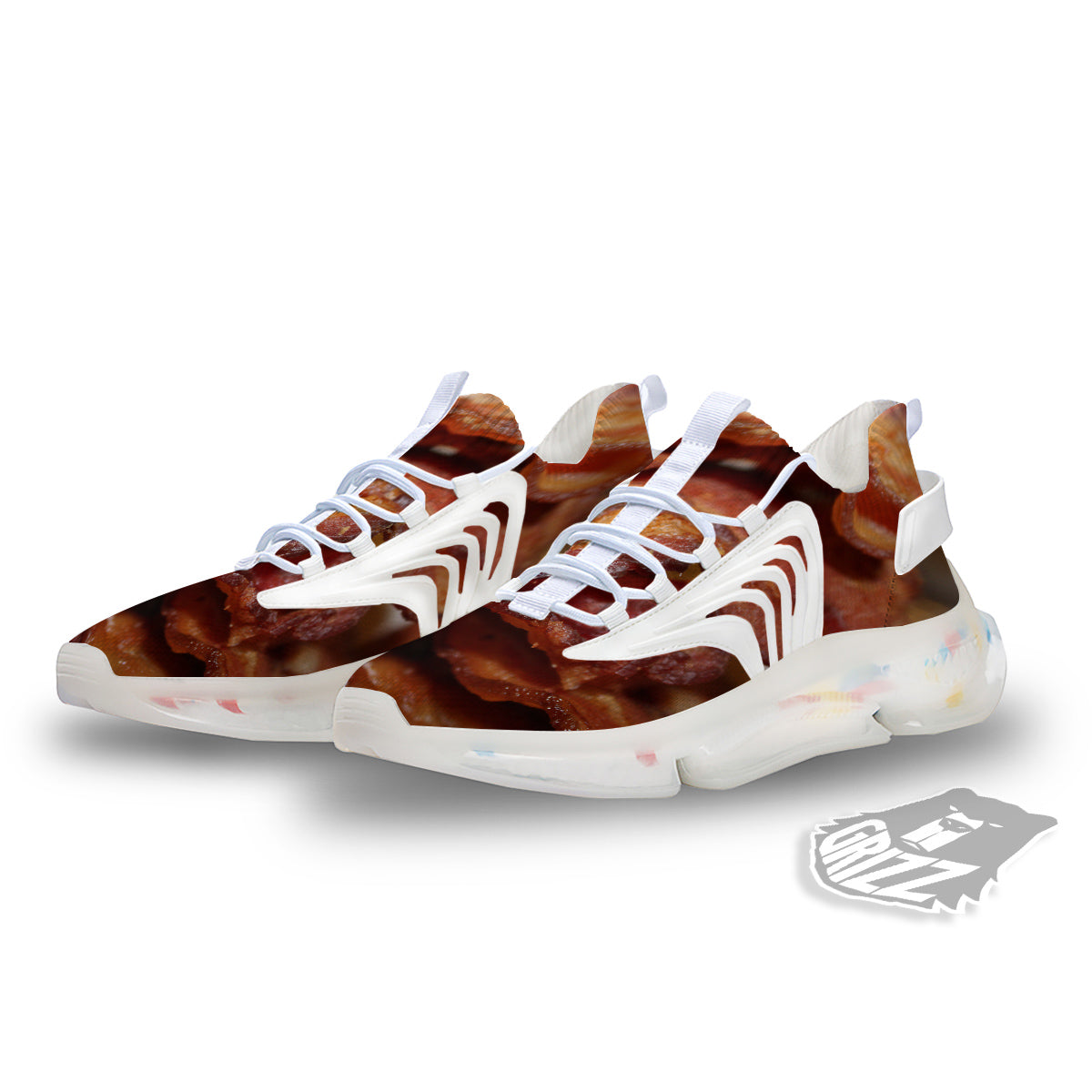Bacon Crispy Print White Gym Shoes-grizzshop