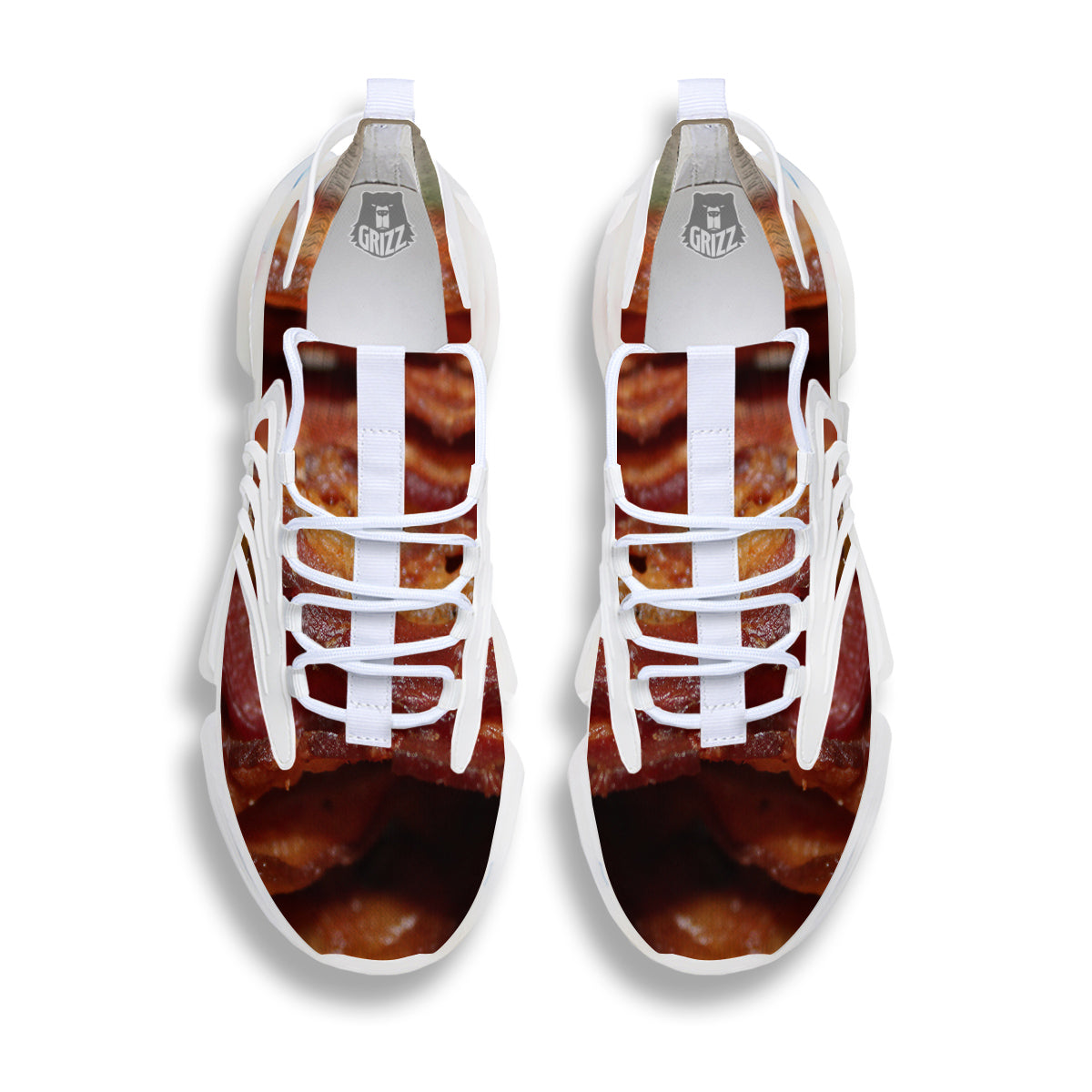 Bacon Crispy Print White Gym Shoes-grizzshop