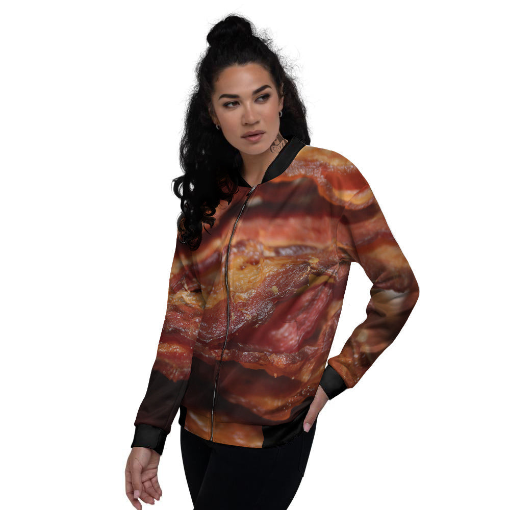 Bacon Crispy Print Women's Bomber Jacket-grizzshop