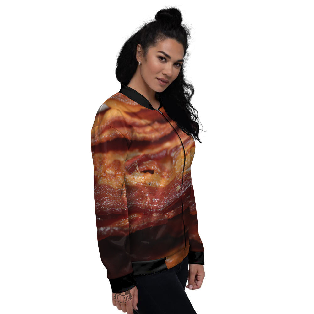 Bacon Crispy Print Women's Bomber Jacket-grizzshop